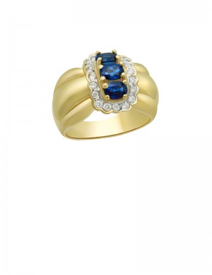 1.09ct Blue Sapphire 18K Gold Diamond Ring