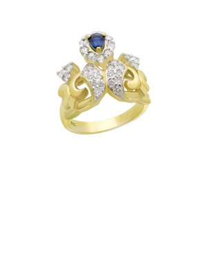0.33ct Blue Sapphire 18K Gold Diamond Ring