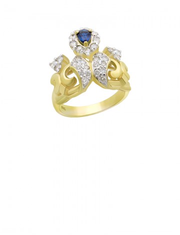 0.33ct Blue Sapphire 18K Gold Diamond Ring