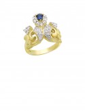 0.33ct Blue Sapphire 18K Gold Diamond Ring