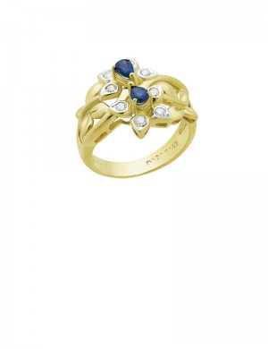 0.43ct Blue Sapphire 18K Gold Diamond Ring