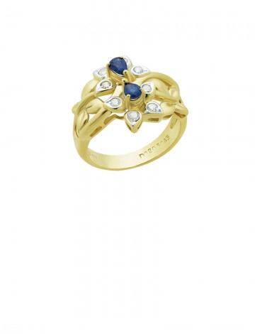 0.43ct Blue Sapphire 18K Gold Diamond Ring