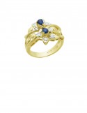0.43ct Blue Sapphire 18K Gold Diamond Ring