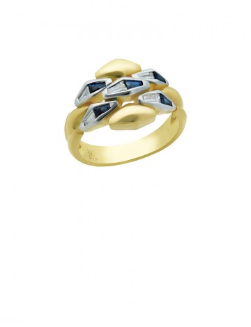 0.41ct Blue Sapphire 18K Gold Diamond Ring