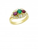 0.88ct Ruby Emerald 18K Gold Diamond Ring