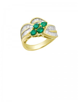 0.73ct Emerald 18K Gold Diamond Ring