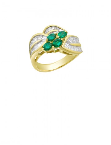 0.73ct Emerald 18K Gold Diamond Ring