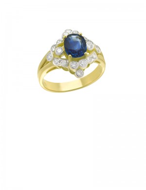 2.02ct Blue Sapphire 18K Gold Diamond Ring