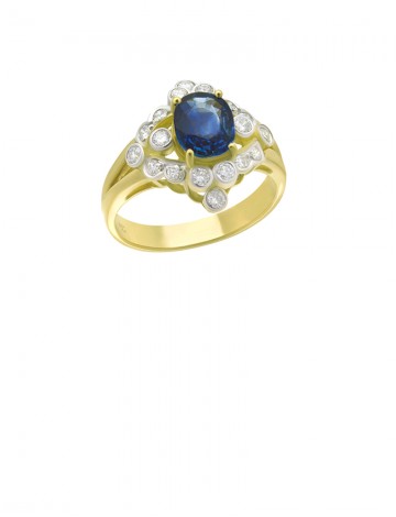 2.02ct Blue Sapphire 18K Gold Diamond Ring