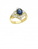 2.02ct Blue Sapphire 18K Gold Diamond Ring