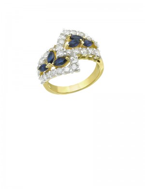 1.06ct Blue Sapphire 18K Gold Diamond Ring