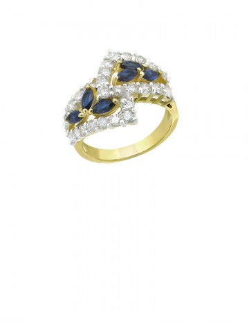 1.06ct Blue Sapphire 18K Gold Diamond Ring