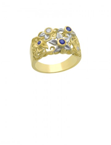 0.16ct Blue Sapphire 18K Gold Diamond Ring