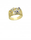 0.16ct Blue Sapphire 18K Gold Diamond Ring