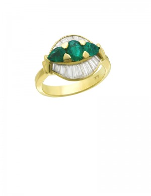 1.10ct Emerald 18K Gold Diamond Ring