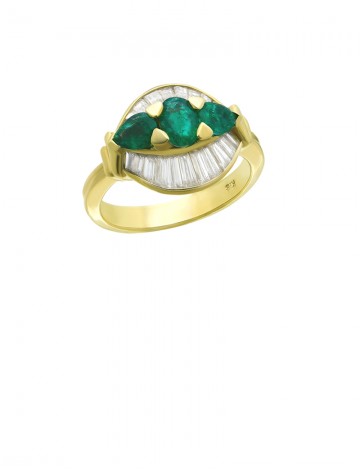 1.10ct Emerald 18K Gold Diamond Ring