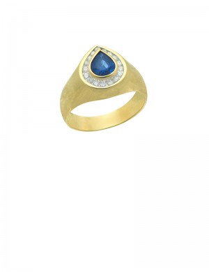 0.80ct Blue Sapphire 18K Gold Diamond Ring