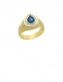 0.80ct Blue Sapphire 18K Gold Diamond Ring