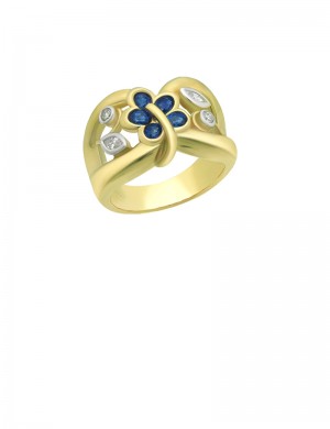 0.88ct Blue Sapphire 18K Gold Diamond Ring