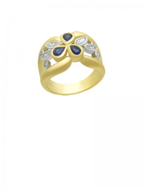 0.66ct Blue Sapphire 18K Gold Diamond Ring