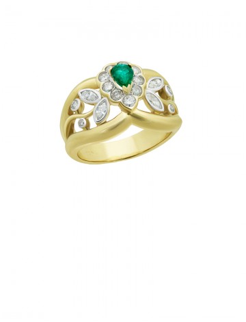 0.27ct Emerald 18K Gold Diamond Ring