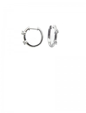 Diamond loop Earrings 18K White Gold