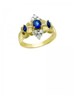 0.80ct Blue Sapphire 18K Gold Diamond Ring