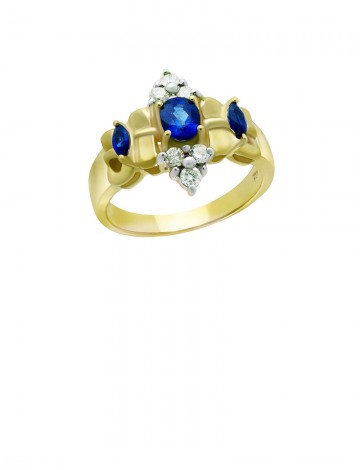 0.80ct Blue Sapphire 18K Gold Diamond Ring
