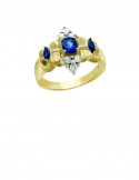 0.80ct Blue Sapphire 18K Gold Diamond Ring