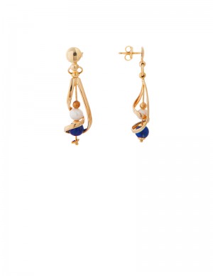 5.41gram 18K Italian Gold Lapis Earrings