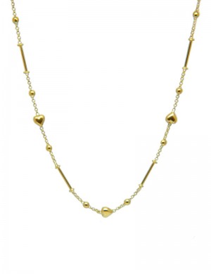 18K Italian Yellow Gold Linked Bead Necklace