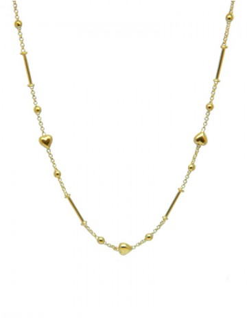 18K Yellow Gold Linked Bead Necklace
