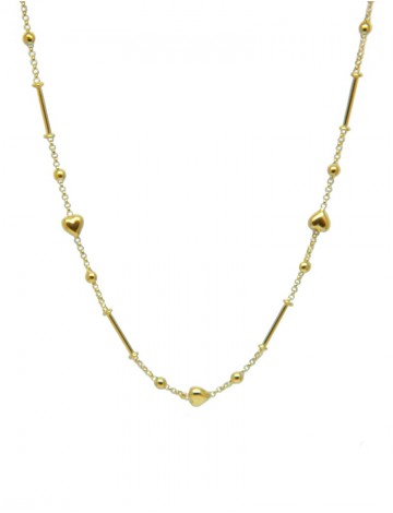 18K Yellow Gold Linked Bead Necklace