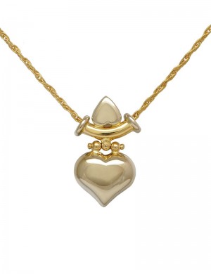18K Italian Bi Colour Gold Heart Pendant Necklace