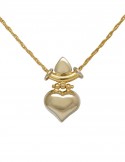 18K Italian Bi Colour Gold Heart Pendant Necklace