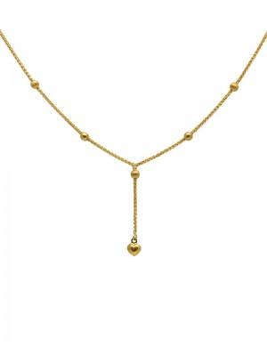 18K Italian Yellow Gold Heart Pendant Necklace