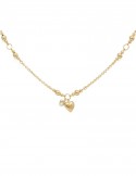 18K Italian White & Yellow Gold Heart Charm Necklace