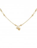 18K Italian White & Yellow Gold Heart Charm Necklace