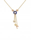 18K Italian Tri Color Gold Blue Lapis Necklace