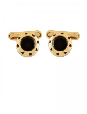 11.47gram 18K Yellow Gold Onyx Cuff Link