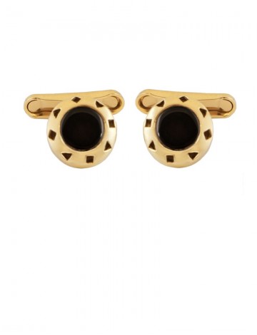 11.47gram 18K Yellow Gold Onyx Cuff Link