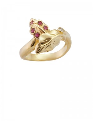 0.27ct Ruby 18K Gold Diamond Ring