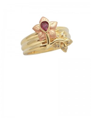 0.25ct Ruby Diamond 18K Gold Ring