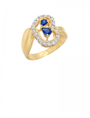 0.51ct Blue Sapphire 18K Gold Diamond Ring