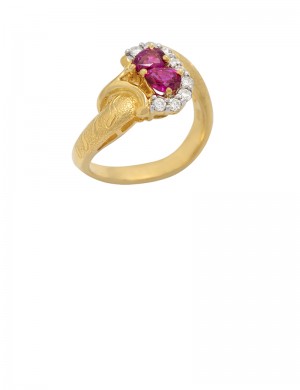 0.81ct Ruby 18K Gold Diamond Ring