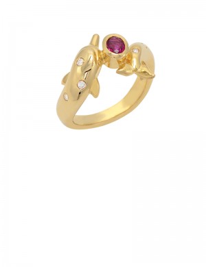 0.29ct Ruby 18K Gold Diamond Ring