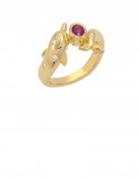 0.29ct Ruby 18K Gold Diamond Ring