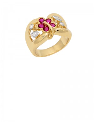 0.91ct Ruby 18K Gold Diamond Ring