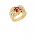 0.91ct Ruby 18K Gold Diamond Ring