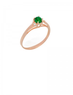 Product description 0.30CT Cabochon Emerald and Diamond 18K Yellow Gold Ring